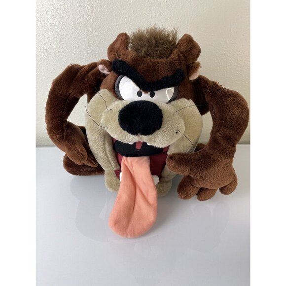 Vintage Large Tazmanian Devil Looney Tunes Plush, Toy, Mouth Open, Cartoon 13.5” - Picture 2 of 12